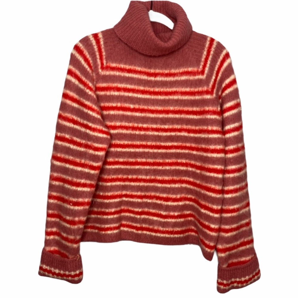 NA-KD Wool Mohair Striped Turtleneck Swetaer